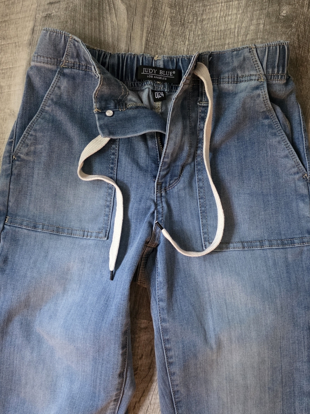 Judy Blue Light Blue Drawstring Boyfriend Jeans - Picture 4 of 7